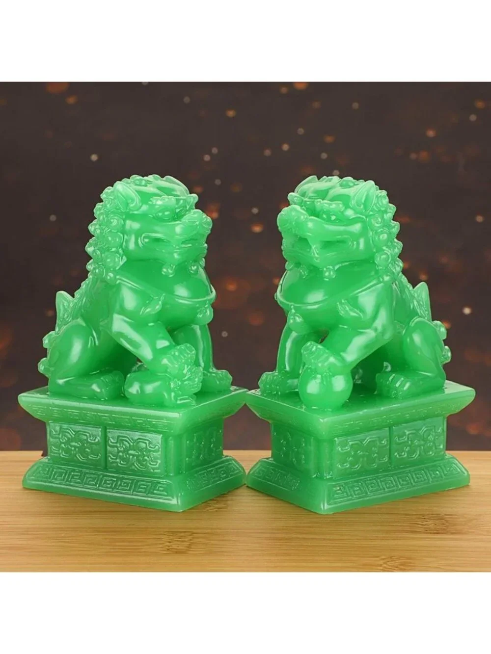 Feng Shui Guardian Lion Statues - Fu Foo Dogs for Office Desk & Home Decor
